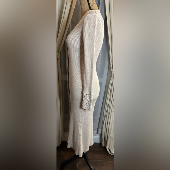 Jason Wu Collective Cardigan Sweater Dress Button Up Beige Ribbed Knit Size XS - Picture 6 of 13